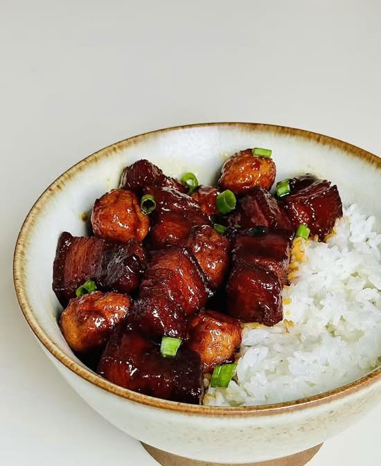 红烧五花肉盖浇饭  braised pork belly with rice